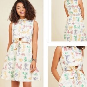 Modcloth Cream Sleeveless A-Line Sundress